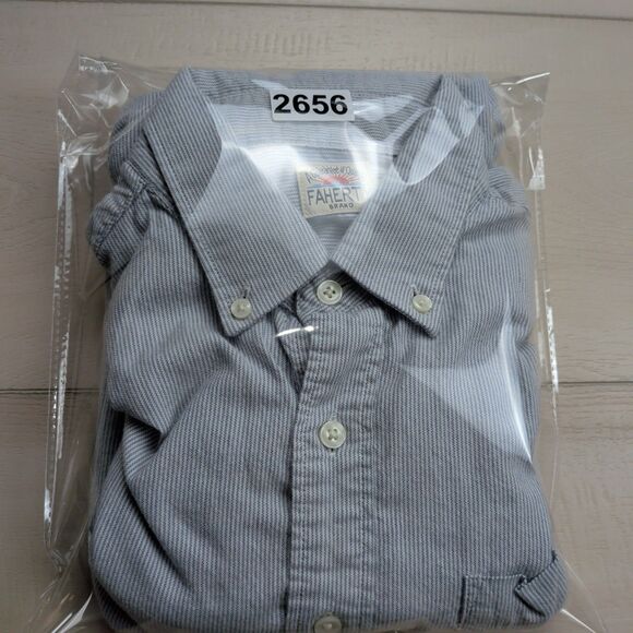 Faherty Stretch Oxford Shirt Mens M Blue White Striped Long Sleeve MWC0070 - Picture 11 of 11